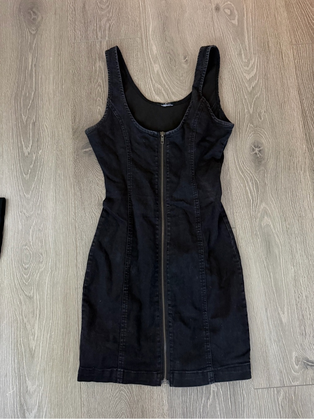 Nordstrom Black Sleeveless Zip-Front Mini Dress